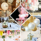 5 Pack White Balloon Centerpieces Holder with Floral Base, Table Top Balloon Stand Stick Kit - 17"