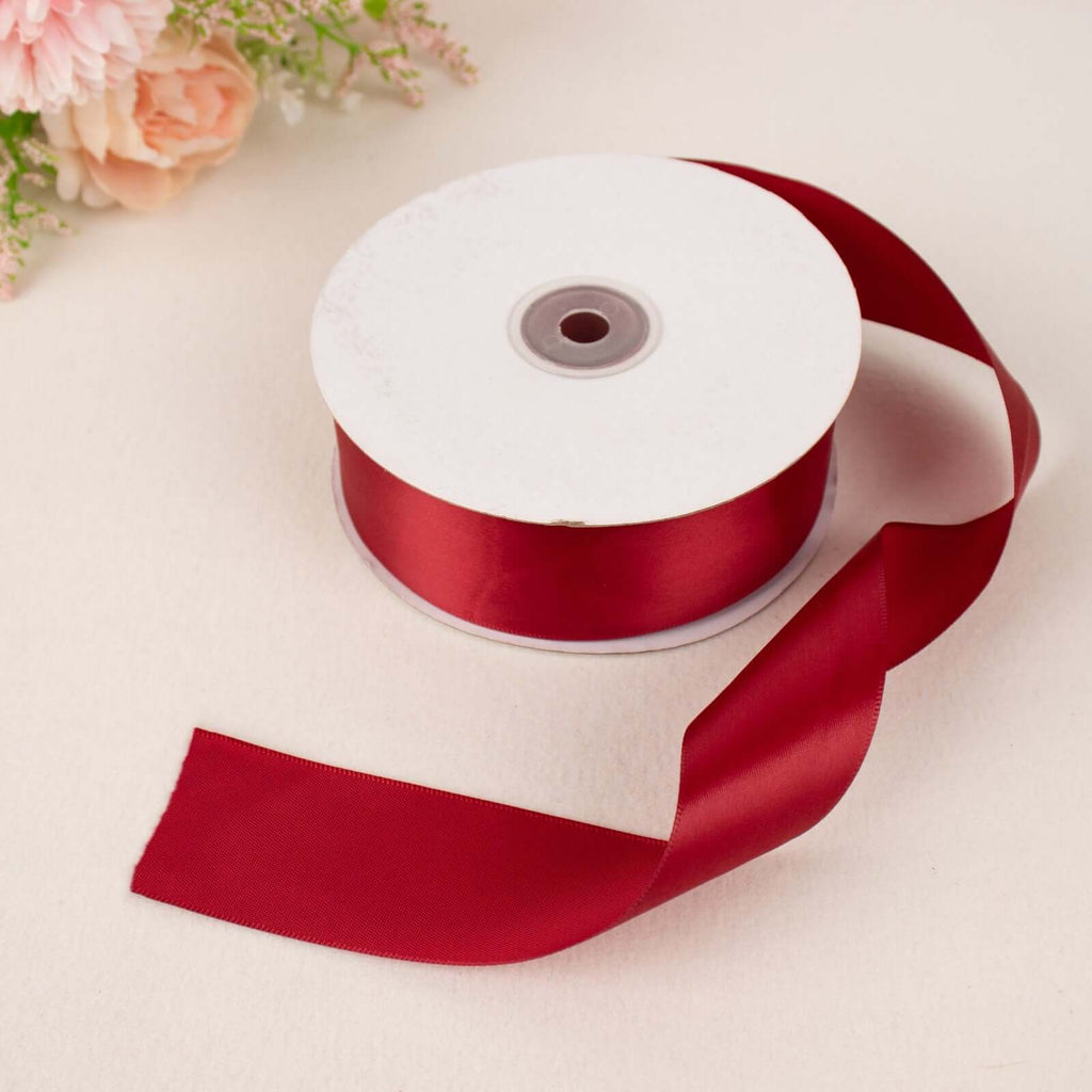 50 Yards 1.5" Burgundy Single Face Decorative Satin Ribbon