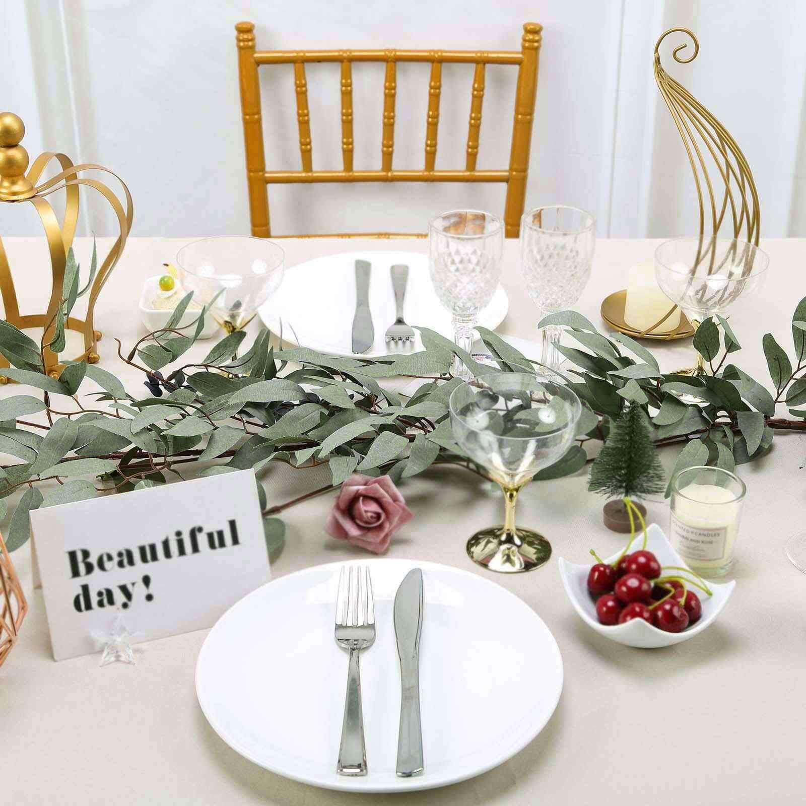 5ft Frosted Real Touch Artificial Willow Leaf Garland, Flexible Vine