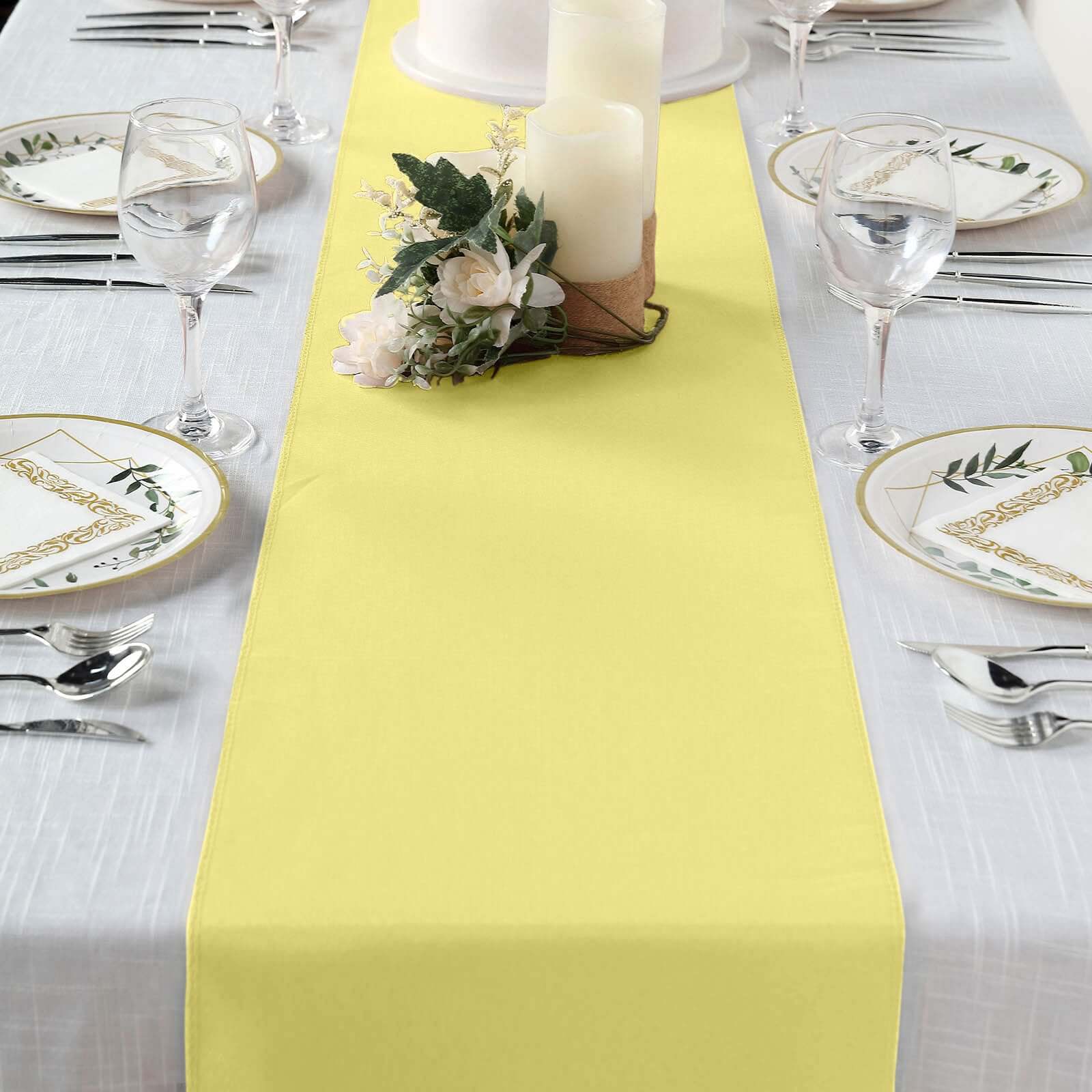 Polyester 12"x108" Table Runner Yellow - Durable & Wrinkle-Resistant Table Decor