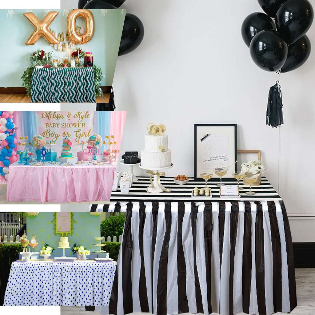 Plastic Table Skirt Pink Ruffled - Durable Disposable Skirt for Events 14ft