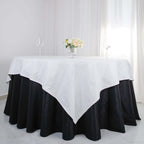 100% Cotton 90"x90" Table Overlay Square Tablecloth White Linen - Sophisticated, Soft & Breathable Fabric Table Cover
