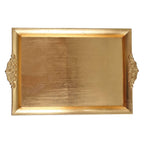 2-Pack Acrylic Rectangle Serving Trays 14"x10" in Gold with Embossed Handles, Sleek Decorative Dinner Party Food Platters