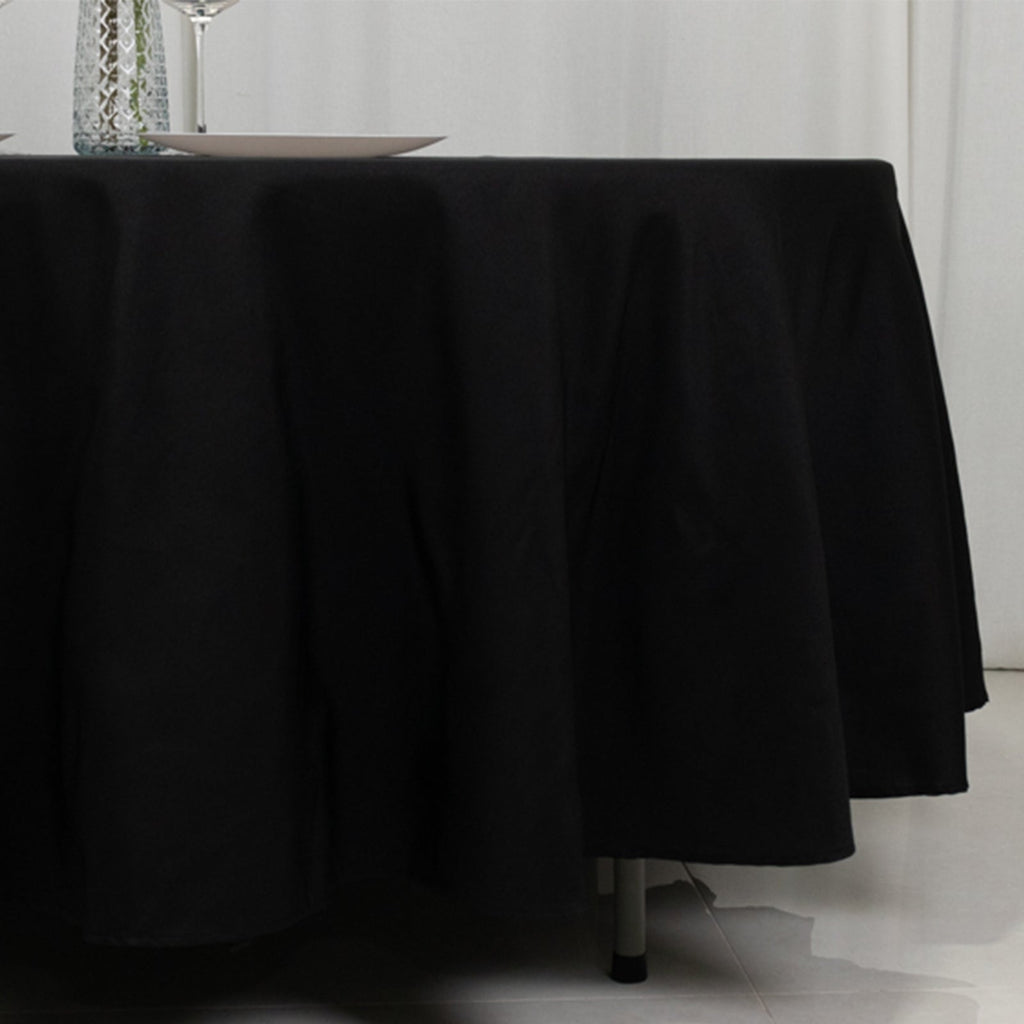 Fire Retardant Premium Polyester 108" Round Tablecloth Black - Stylish High - Performance Table Cover for Large Gatherings - Bell Racket Store