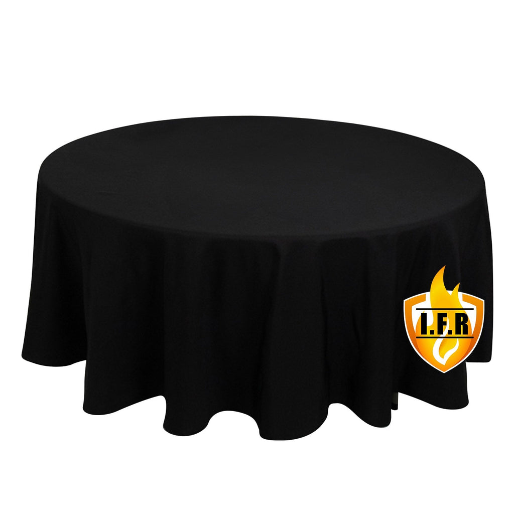 Fire Retardant Premium Polyester 108" Round Tablecloth Black - Stylish High - Performance Table Cover for Large Gatherings - Bell Racket Store