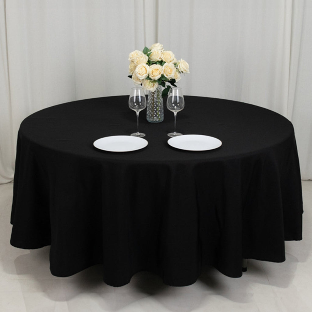 Fire Retardant Premium Polyester 108" Round Tablecloth Black - Stylish High - Performance Table Cover for Large Gatherings - Bell Racket Store