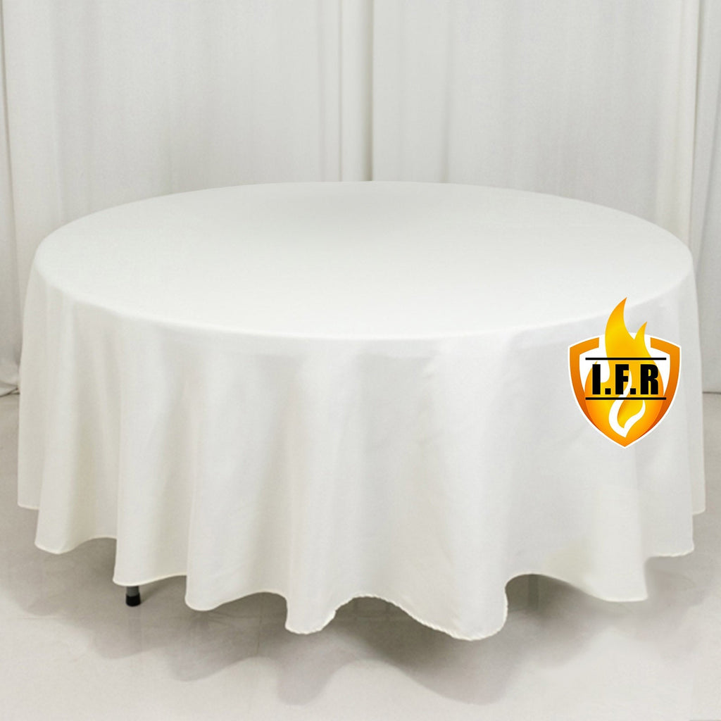 Fire Retardant Premium Polyester 108" Round Tablecloth Ivory - High - Performance Table Cover - Bell Racket Store