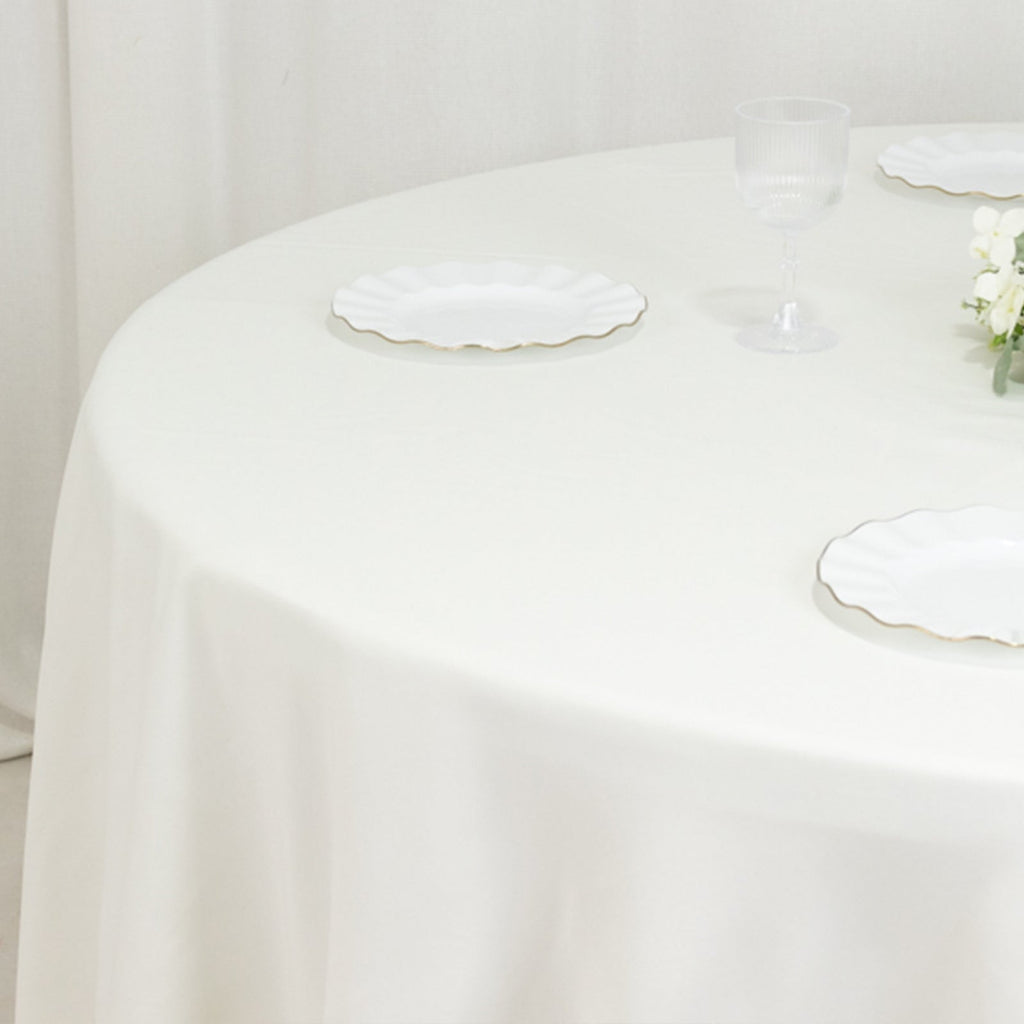 Fire Retardant Premium Polyester 108" Round Tablecloth Ivory - High - Performance Table Cover - Bell Racket Store