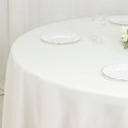 Fire Retardant Premium Polyester 108" Round Tablecloth Ivory - High - Performance Table Cover - Bell Racket Store