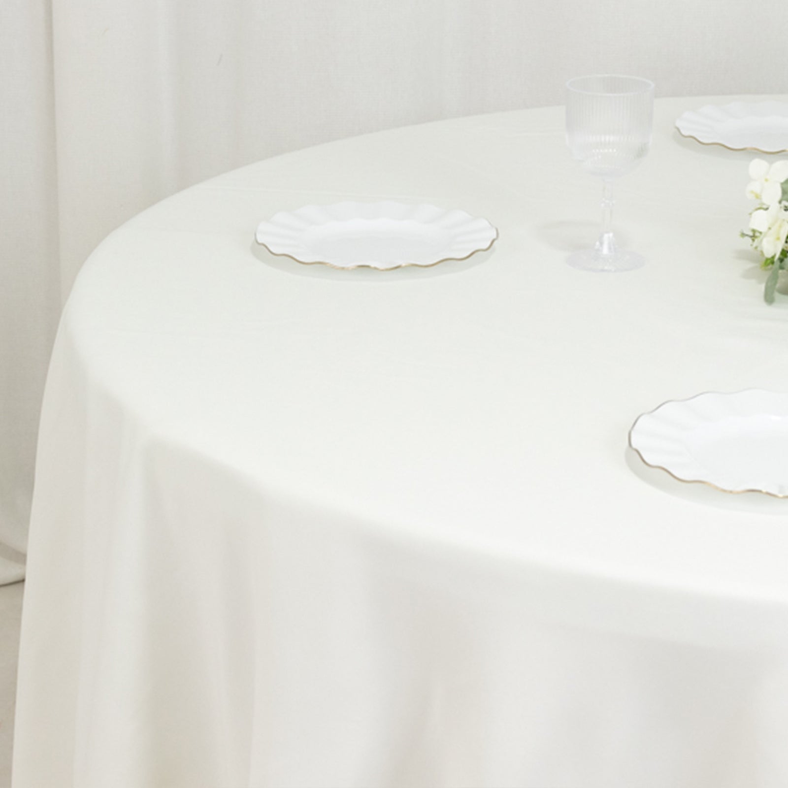 Fire Retardant Premium Polyester 108" Round Tablecloth Ivory - High - Performance Table Cover - Bell Racket Store