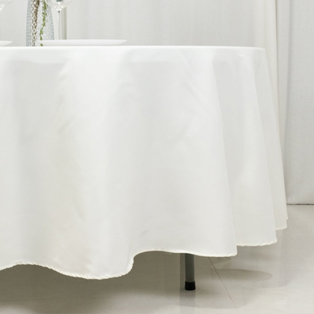 Fire Retardant Premium Polyester 108" Round Tablecloth Ivory - High - Performance Table Cover - Bell Racket Store