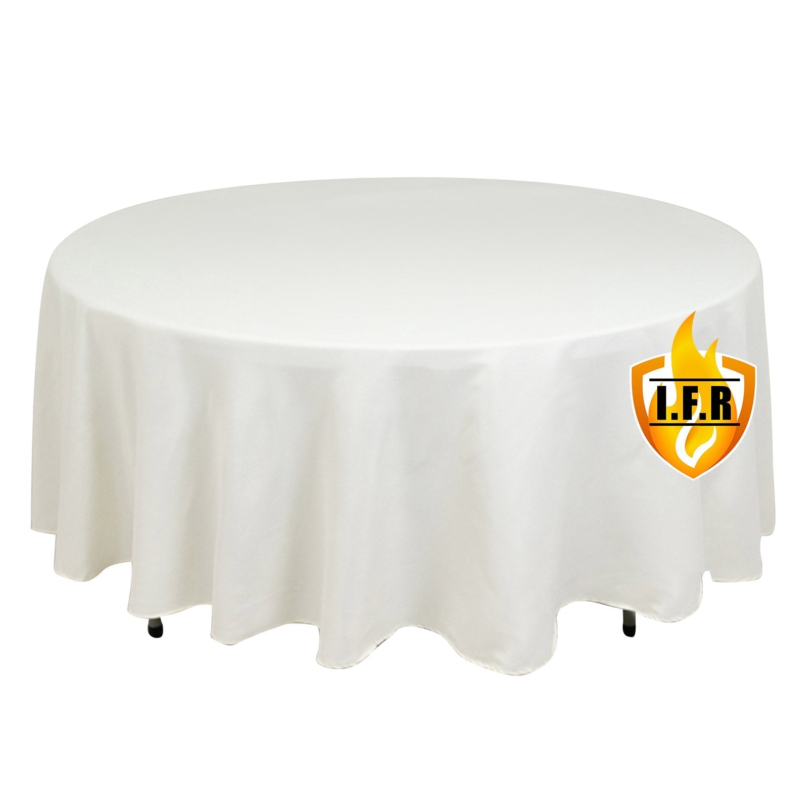Fire Retardant Premium Polyester 108" Round Tablecloth Ivory - High - Performance Table Cover - Bell Racket Store