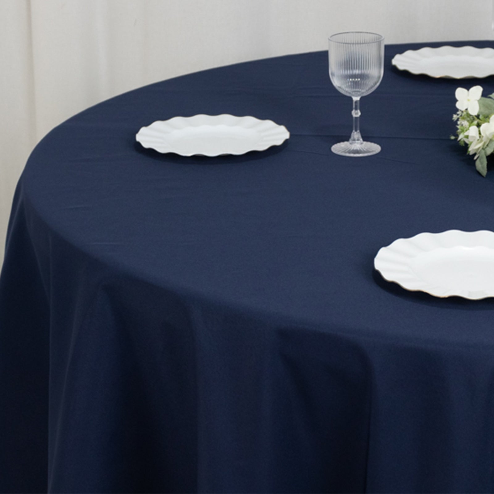 Fire Retardant Premium Polyester 108" Round Tablecloth Navy Blue - High - Performance Table Cover - Bell Racket Store