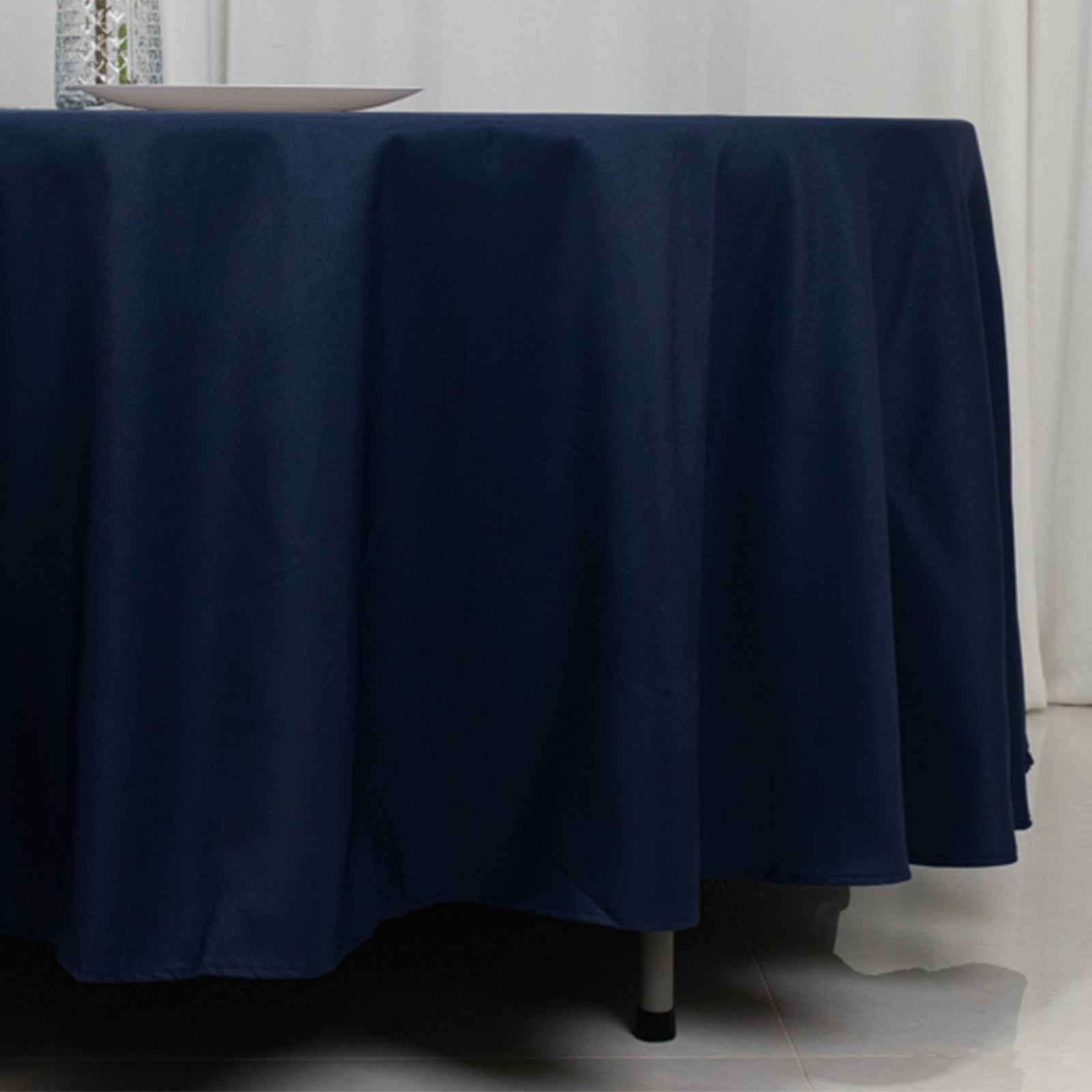 Fire Retardant Premium Polyester 108" Round Tablecloth Navy Blue - High - Performance Table Cover - Bell Racket Store
