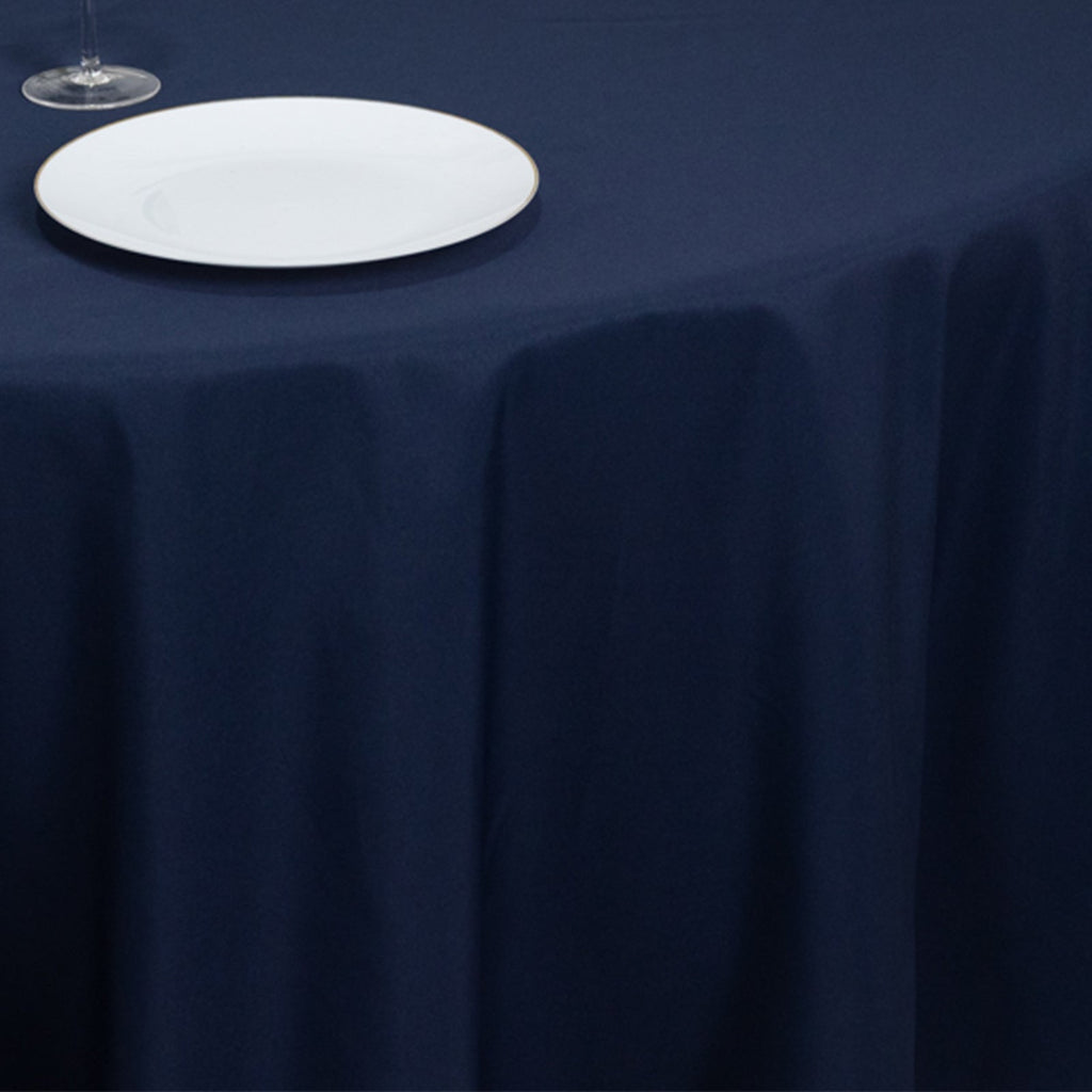 Fire Retardant Premium Polyester 108" Round Tablecloth Navy Blue - High - Performance Table Cover - Bell Racket Store