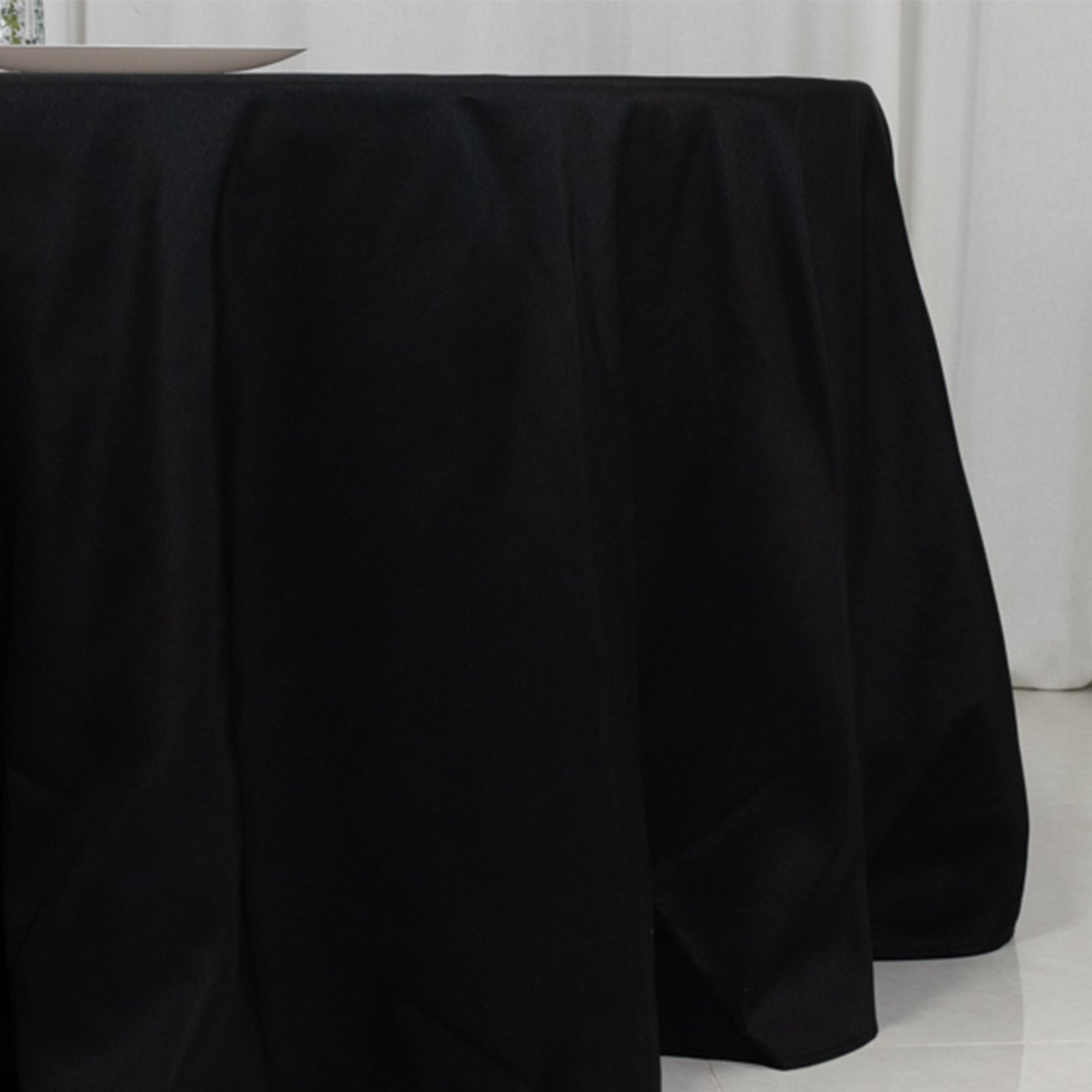 Fire Retardant Premium Polyester 120" Round Tablecloth Black - High - Performance Seamless Table Cover - Bell Racket Store