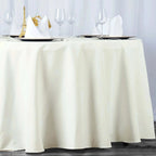 Fire Retardant Premium Polyester 120" Round Tablecloth Ivory - High - Performance Seamless Table Cover - Bell Racket Store
