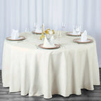Fire Retardant Premium Polyester 120" Round Tablecloth Ivory - High - Performance Seamless Table Cover - Bell Racket Store