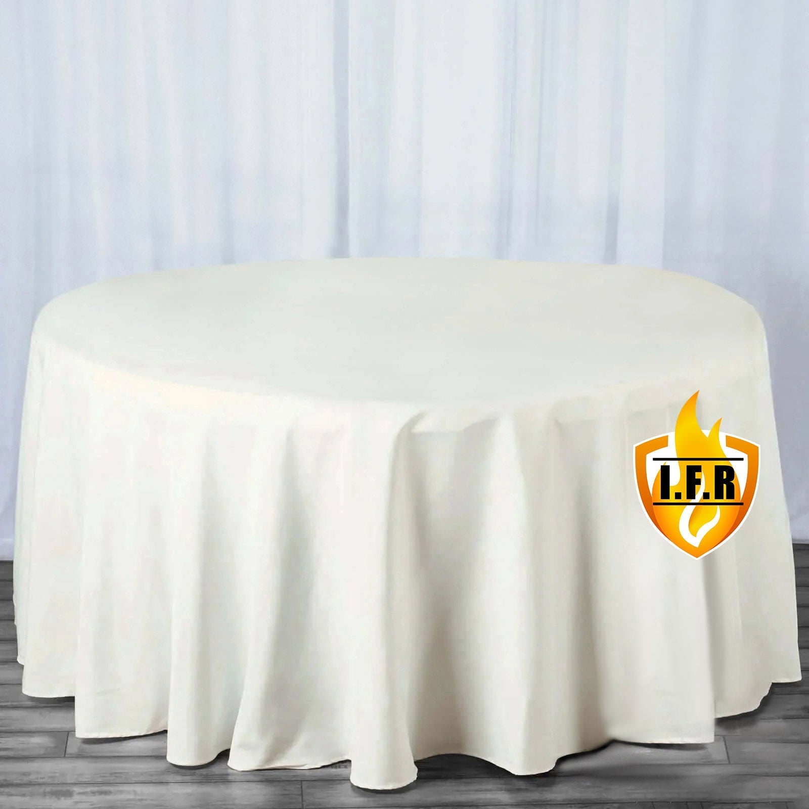 Fire Retardant Premium Polyester 120" Round Tablecloth Ivory - High - Performance Seamless Table Cover - Bell Racket Store