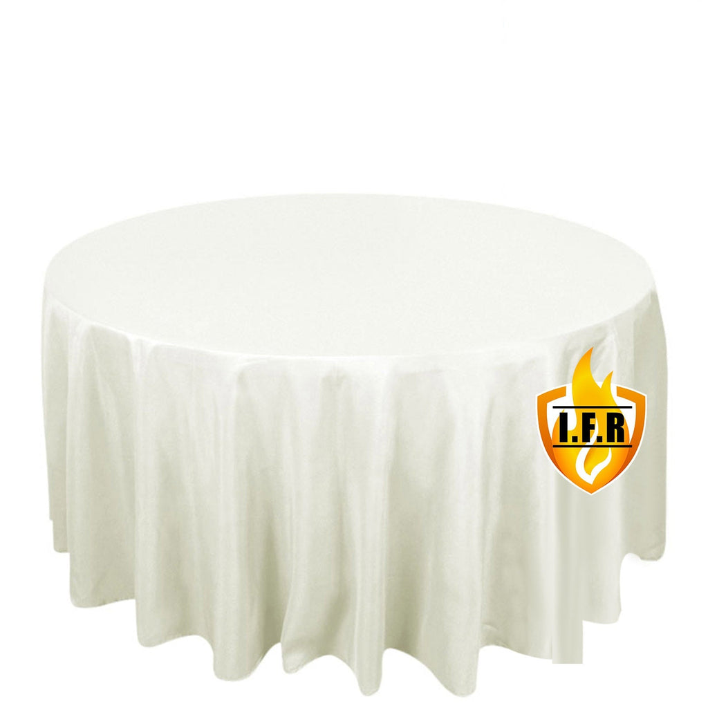 Fire Retardant Premium Polyester 120" Round Tablecloth Ivory - High - Performance Seamless Table Cover - Bell Racket Store