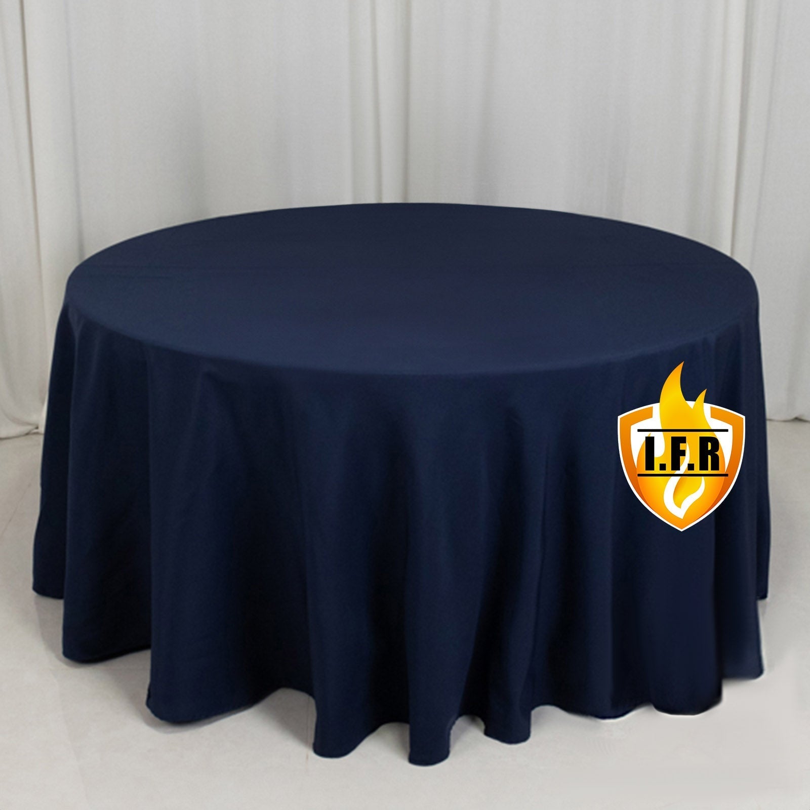 Fire Retardant Premium Polyester 120" Round Tablecloth Navy Blue - High - Performance Seamless Table Cover - Bell Racket Store