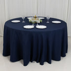 Fire Retardant Premium Polyester 120" Round Tablecloth Navy Blue - High - Performance Seamless Table Cover - Bell Racket Store