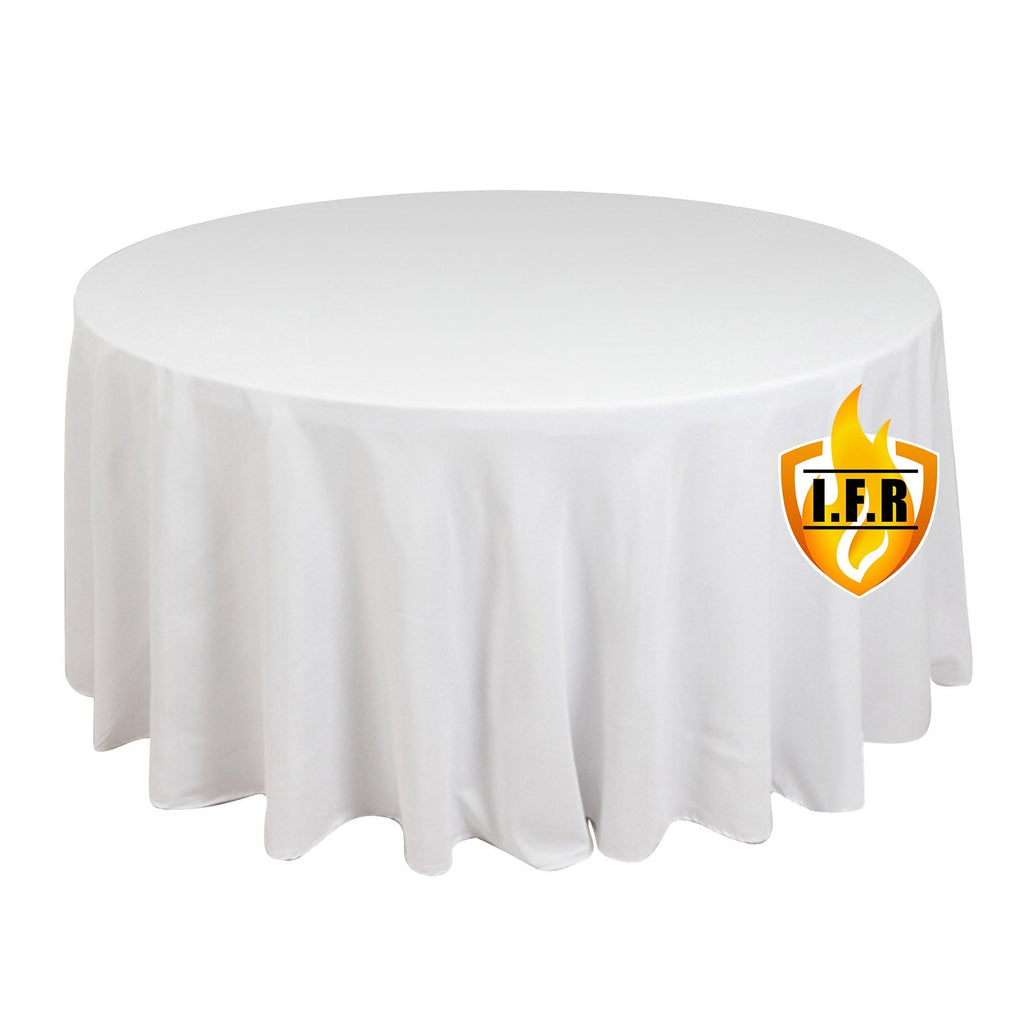 Fire Retardant Premium Polyester 120" Round Tablecloth White - Stylish High - Performance Seamless Table Cover for Large Gatherings - Bell Racket Store