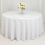 Fire Retardant Premium Polyester 120" Round Tablecloth White - Stylish High - Performance Seamless Table Cover for Large Gatherings - Bell Racket Store