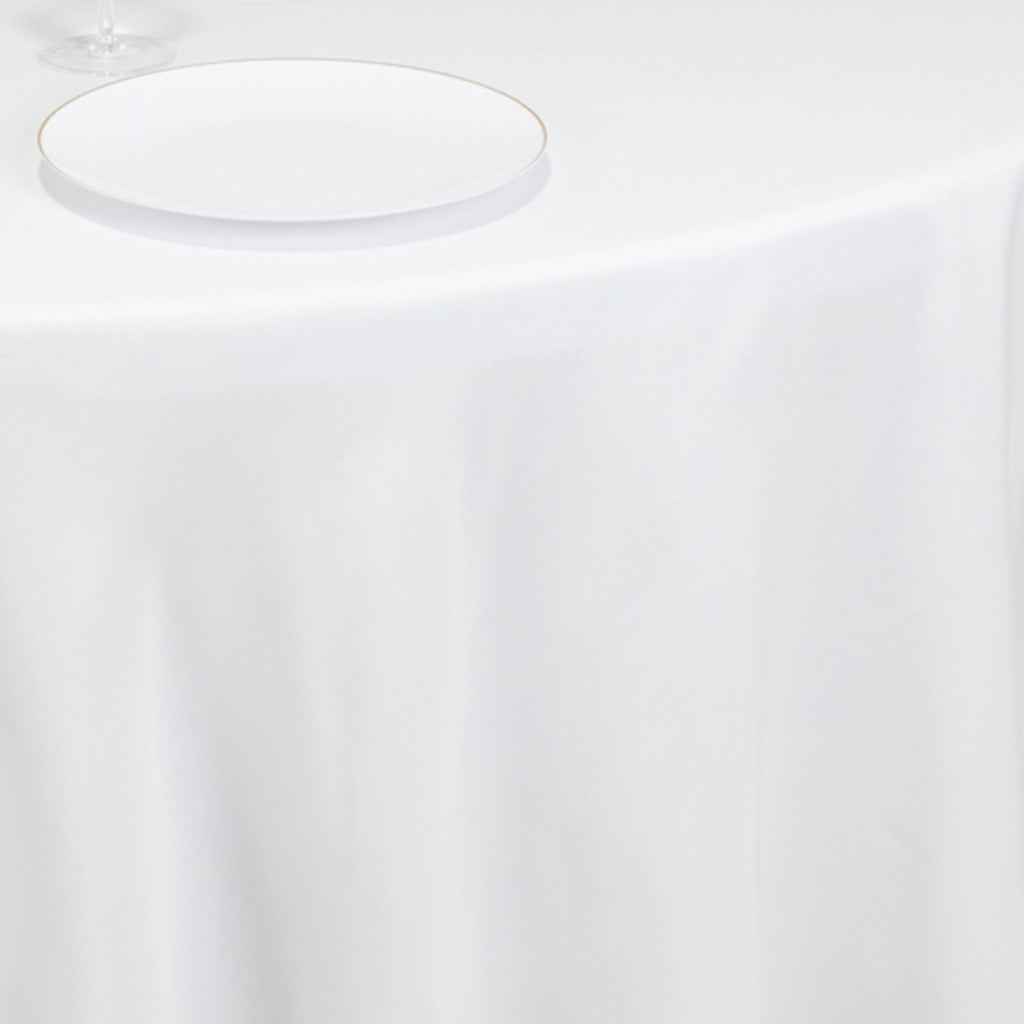 Fire Retardant Premium Polyester 120" Round Tablecloth White - Stylish High - Performance Seamless Table Cover for Large Gatherings - Bell Racket Store