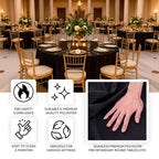 Fire Retardant Premium Polyester 132" Round Tablecloth Black - High - Performance Seamless Table Cover - Bell Racket Store