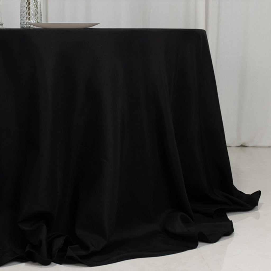 Fire Retardant Premium Polyester 132" Round Tablecloth Black - High - Performance Seamless Table Cover - Bell Racket Store