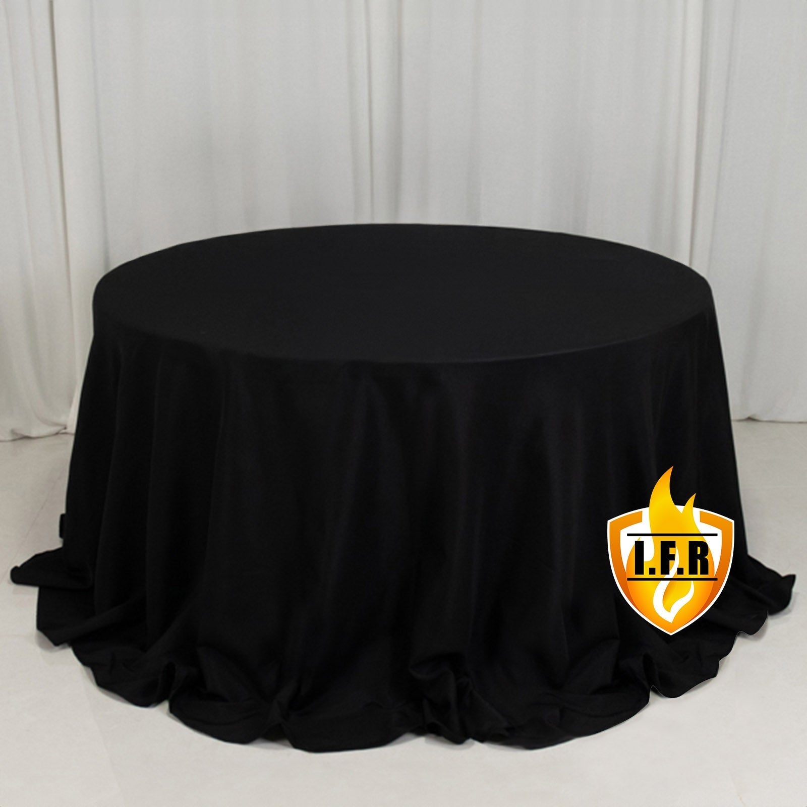 Fire Retardant Premium Polyester 132" Round Tablecloth Black - High - Performance Seamless Table Cover - Bell Racket Store