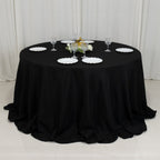 Fire Retardant Premium Polyester 132" Round Tablecloth Black - High - Performance Seamless Table Cover - Bell Racket Store