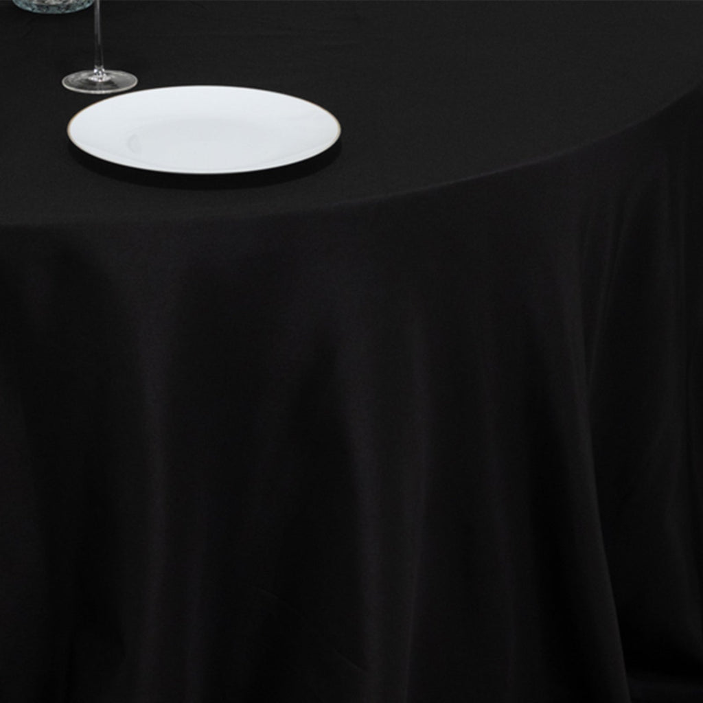 Fire Retardant Premium Polyester 132" Round Tablecloth Black - High - Performance Seamless Table Cover - Bell Racket Store