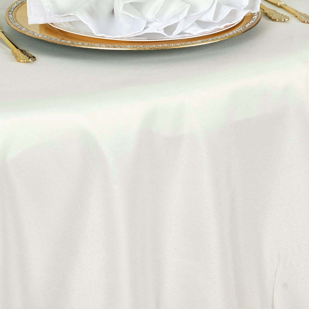 Fire Retardant Premium Polyester 132" Round Tablecloth Ivory - High - Performance Seamless Table Cover - Bell Racket Store