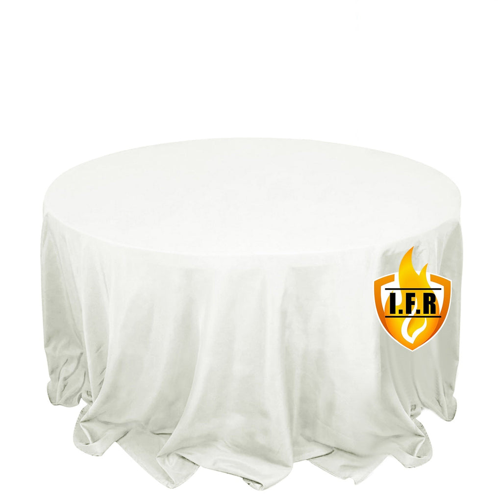 Fire Retardant Premium Polyester 132" Round Tablecloth Ivory - High - Performance Seamless Table Cover - Bell Racket Store