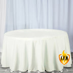 Fire Retardant Premium Polyester 132" Round Tablecloth Ivory - High - Performance Seamless Table Cover - Bell Racket Store