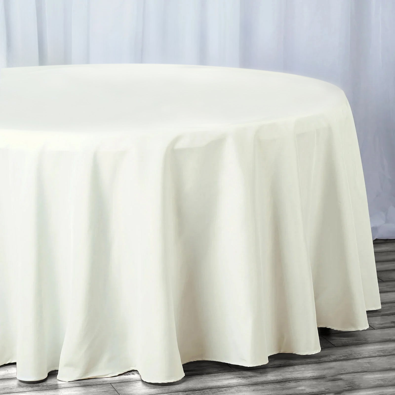 Fire Retardant Premium Polyester 132" Round Tablecloth Ivory - High - Performance Seamless Table Cover - Bell Racket Store