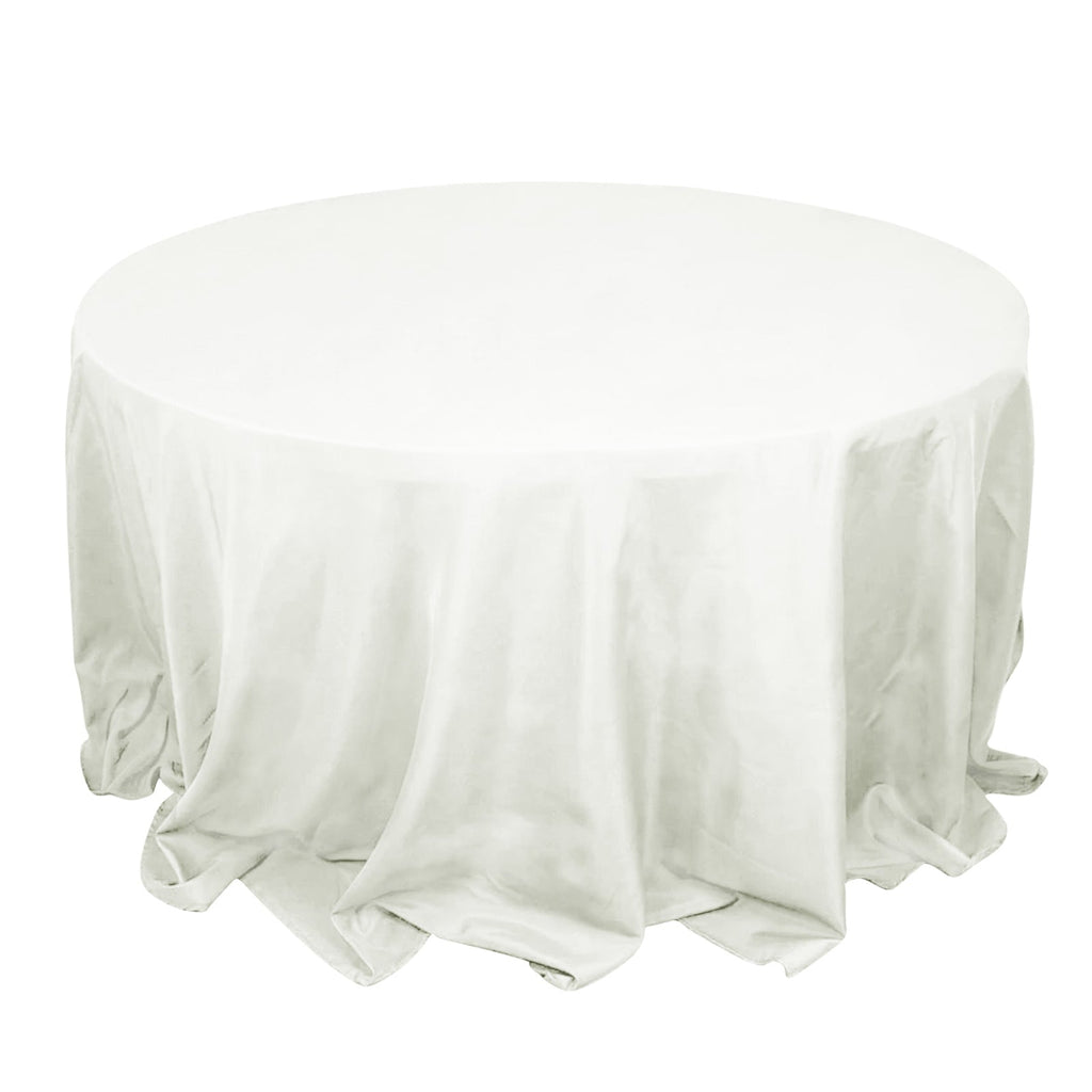 Fire Retardant Premium Polyester 132" Round Tablecloth Ivory - High - Performance Seamless Table Cover - Bell Racket Store