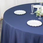 Fire Retardant Premium Polyester 132" Round Tablecloth Navy Blue - High - Performance Seamless Table Cover - Bell Racket Store