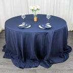 Fire Retardant Premium Polyester 132" Round Tablecloth Navy Blue - High - Performance Seamless Table Cover - Bell Racket Store