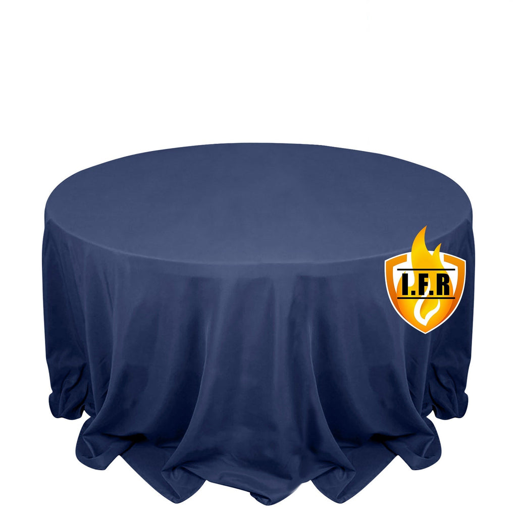 Fire Retardant Premium Polyester 132" Round Tablecloth Navy Blue - High - Performance Seamless Table Cover - Bell Racket Store