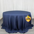 Fire Retardant Premium Polyester 132" Round Tablecloth Navy Blue - High - Performance Seamless Table Cover - Bell Racket Store