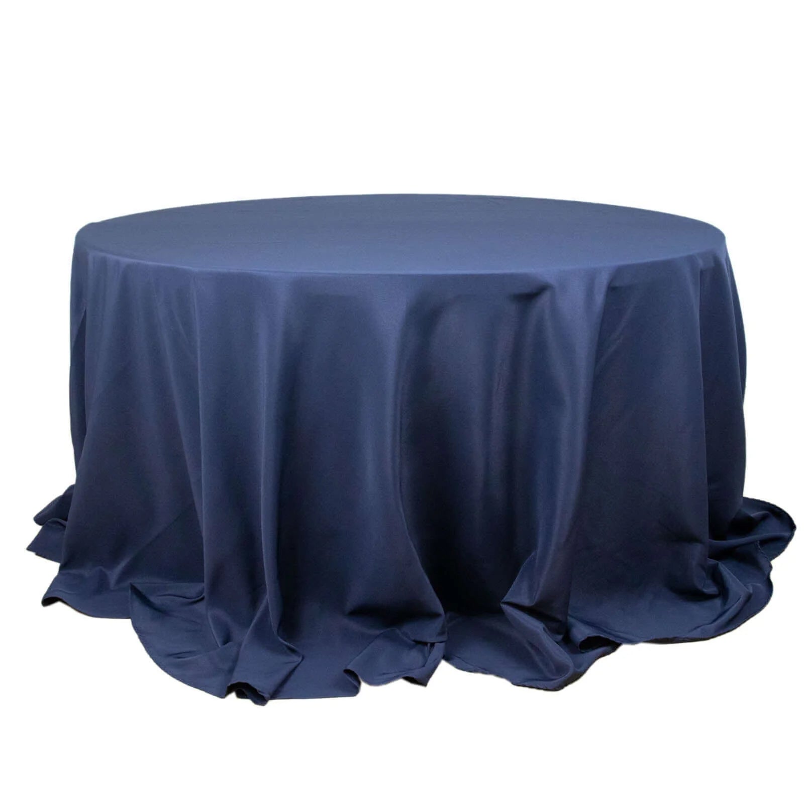 Fire Retardant Premium Polyester 132" Round Tablecloth Navy Blue - High - Performance Seamless Table Cover - Bell Racket Store