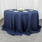 Fire Retardant Premium Polyester 132" Round Tablecloth Navy Blue - High - Performance Seamless Table Cover - Bell Racket Store