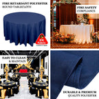 Fire Retardant Premium Polyester 132" Round Tablecloth Navy Blue - High - Performance Seamless Table Cover - Bell Racket Store