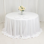 Fire Retardant Premium Polyester 132" Round Tablecloth White - Stylish High - Performance Table Cover for Large Gatherings - Bell Racket Store
