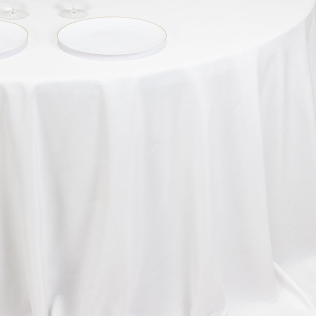Fire Retardant Premium Polyester 132" Round Tablecloth White - Stylish High - Performance Table Cover for Large Gatherings - Bell Racket Store