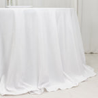 Fire Retardant Premium Polyester 132" Round Tablecloth White - Stylish High - Performance Table Cover for Large Gatherings - Bell Racket Store