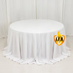 Fire Retardant Premium Polyester 132" Round Tablecloth White - Stylish High - Performance Table Cover for Large Gatherings - Bell Racket Store